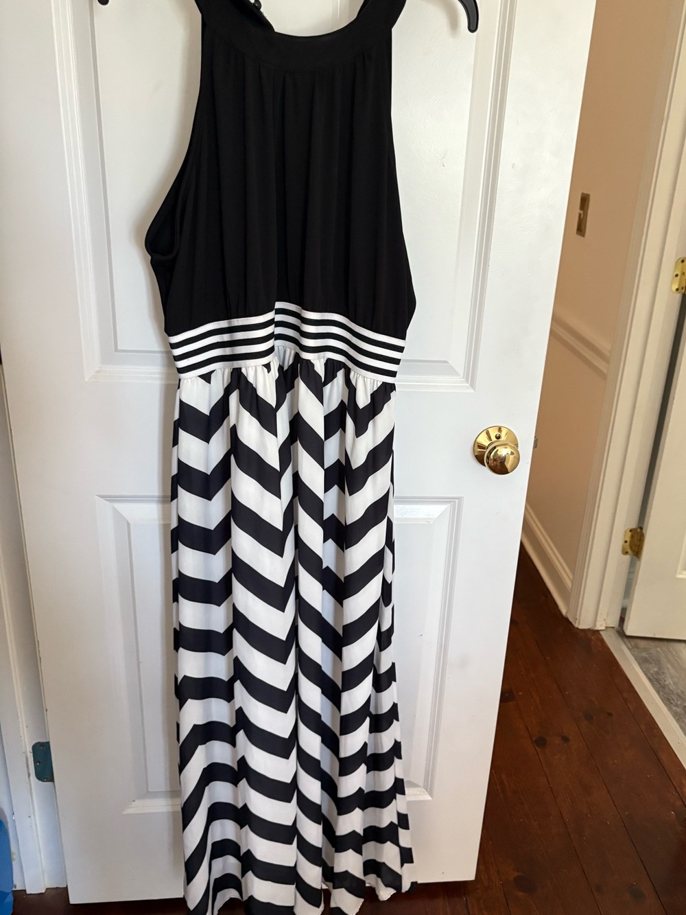 Black and White Chevron Halter Maxi Dress